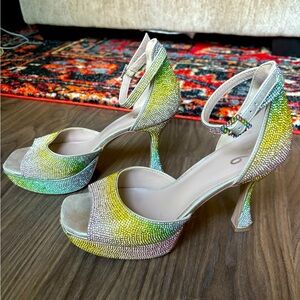 Multicolor sparkly heels